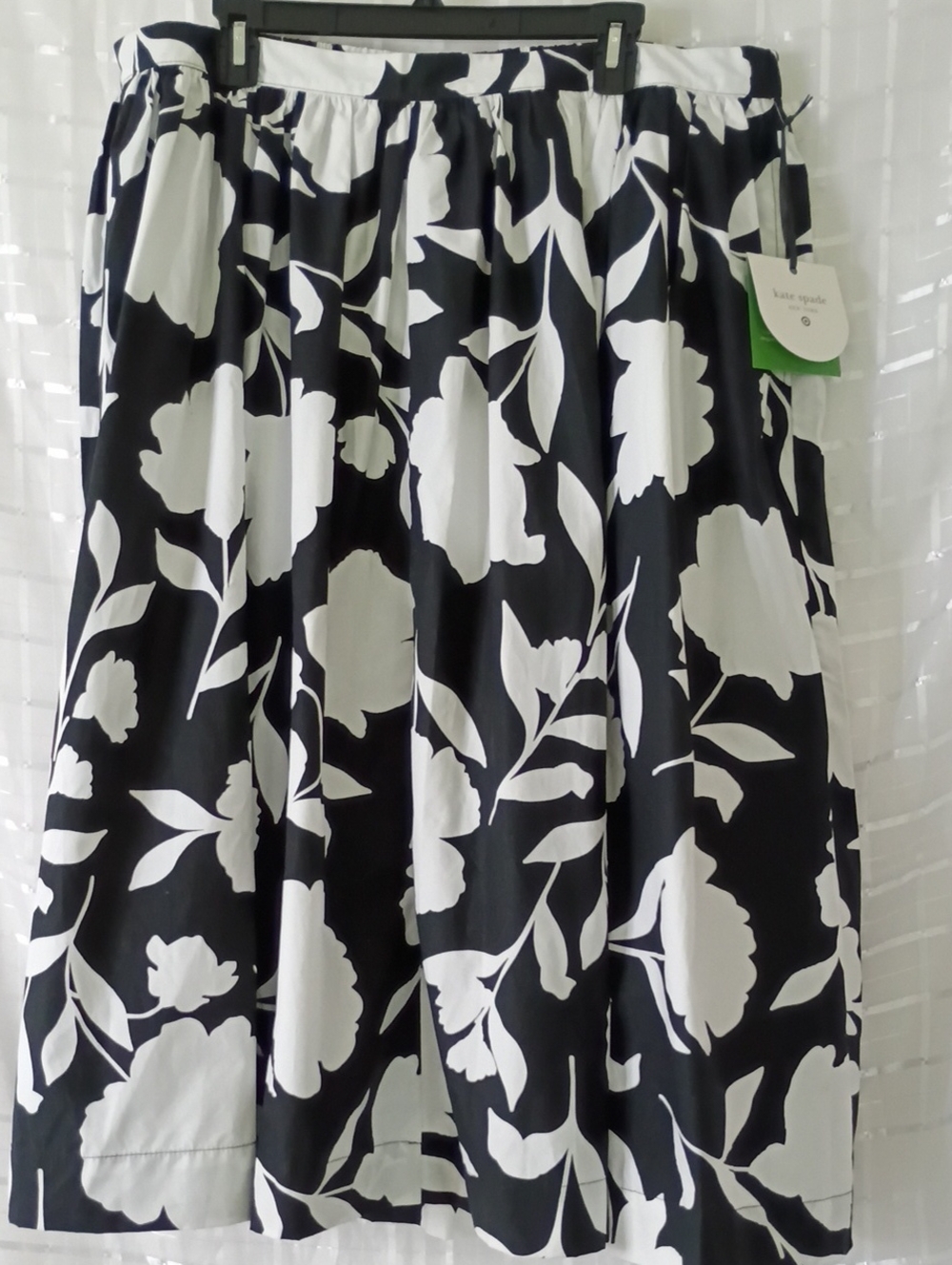 XXL kate spade Black and White Floral Midi Skirt #2
